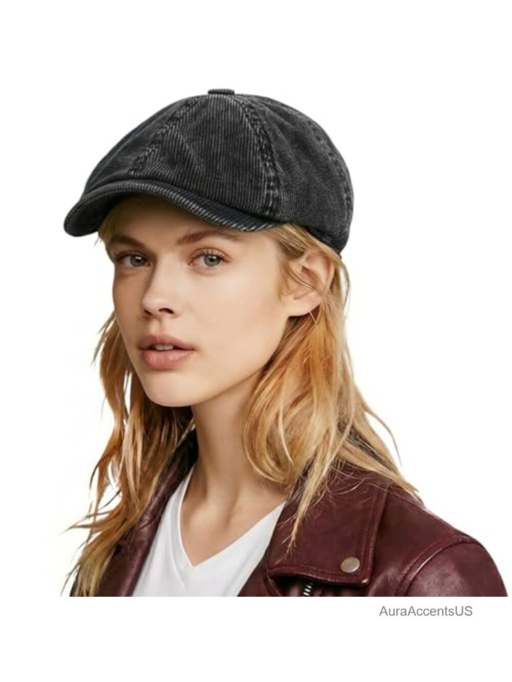 Corduroy Newsboy Cap Elastic Back Flat Hat Vintage Unisex